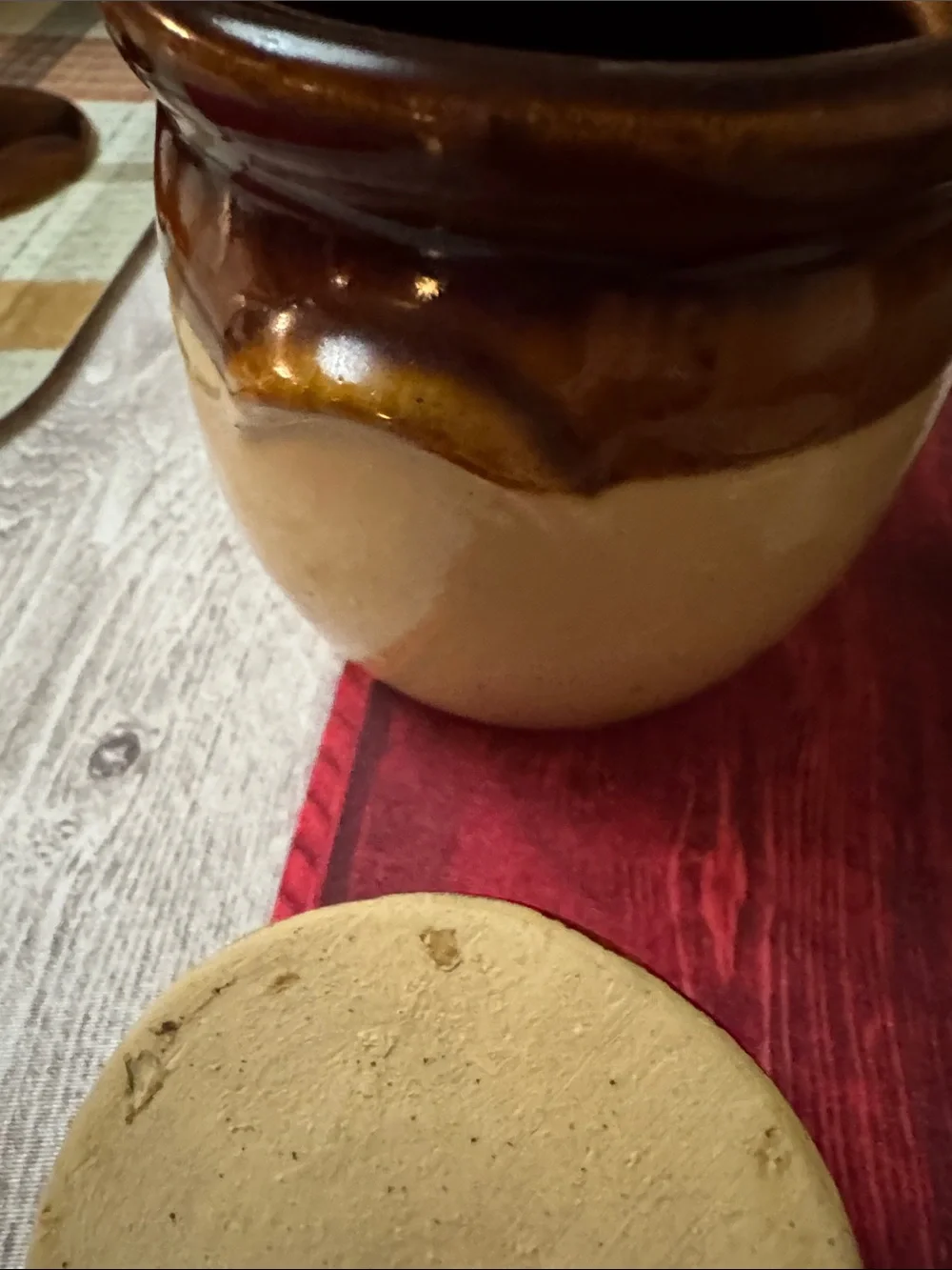 Set of 2 Vintage Two-Tone Ceramic Honey Jars